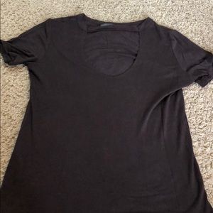 High neck cut out tee